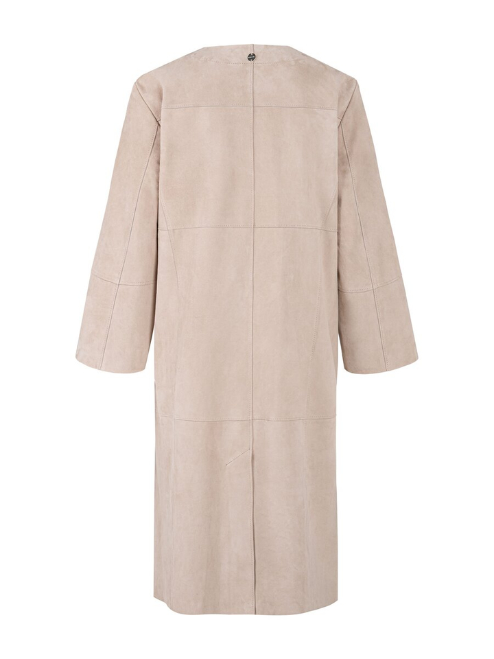 Taupe kleurige halflange jas in leder Marccain Vollection