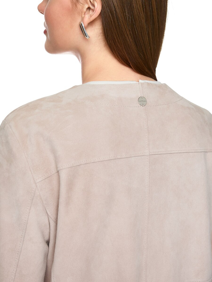 Taupe kleurige halflange jas in leder Marccain Vollection