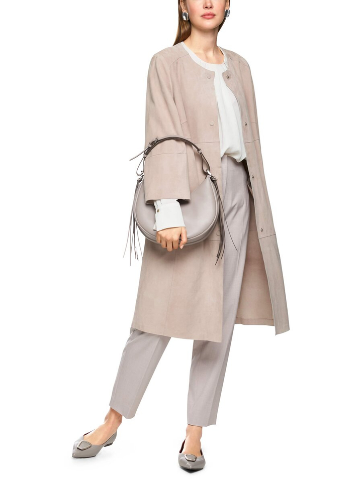 Taupe kleurige halflange jas in leder Marccain Vollection
