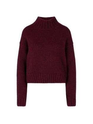 Marc Cain collections Bordeaux trui met rechtopstaande kraag