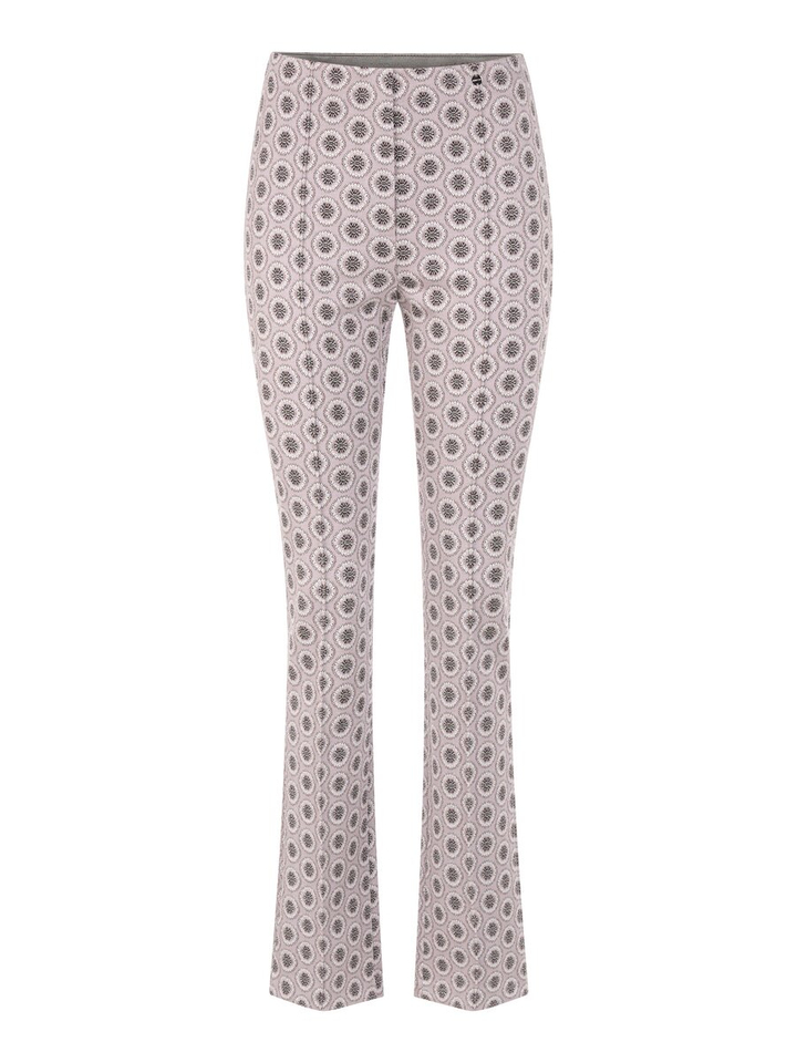 Taupe kleurige broek met print en elastiek Marccain Collection