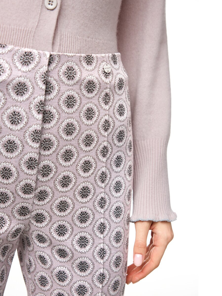 Taupe kleurige broek met print en elastiek Marccain Collection