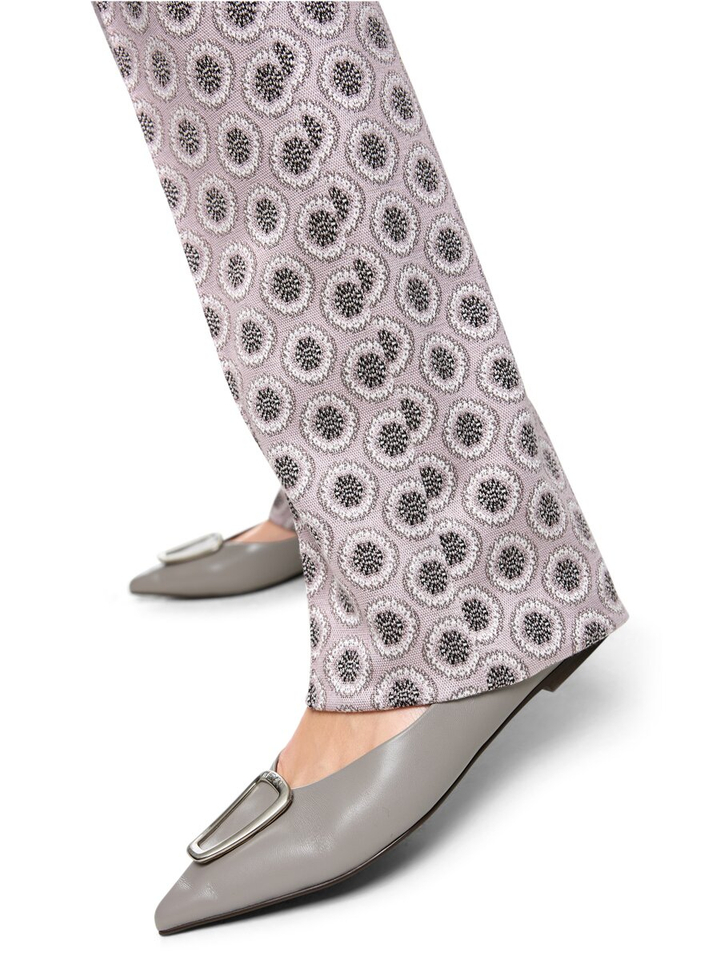 Taupe kleurige broek met print en elastiek Marccain Collection