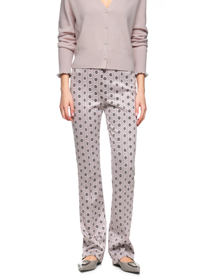 Taupe kleurige broek met print en elastiek Marccain Collection