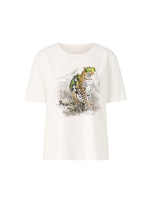 Marc Cain sports Beige T-shirt met panter opdruk Marccain Sport