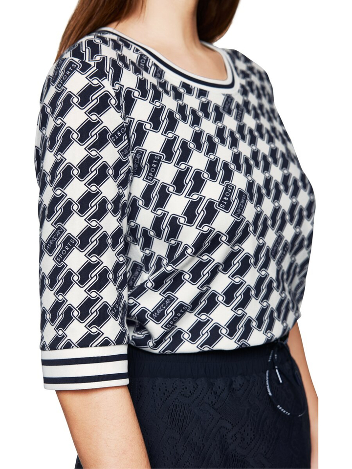 Zwart witte t-shirt met print Marccain Sport