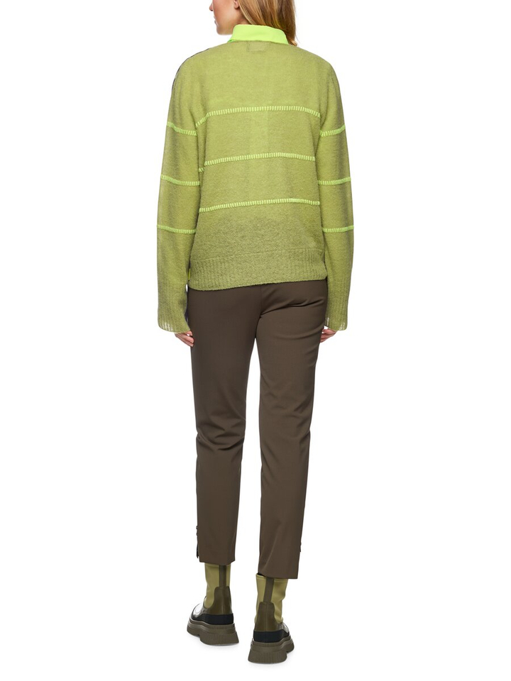 Groene trui met alpaca wol in dierenprint Marccain Sports