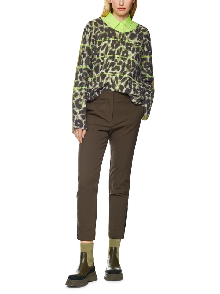 Groene trui met alpaca wol in dierenprint Marccain Sports