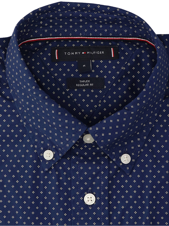Donkerblauw katoenen hemd (regular fit) met witte print en lange mouwen Tommy Hilfiger 