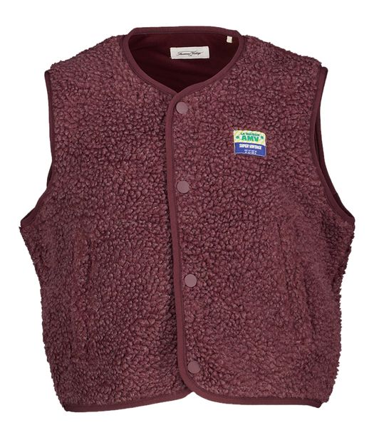 Bordeaux mouwloze gilet in teddy American Vintage