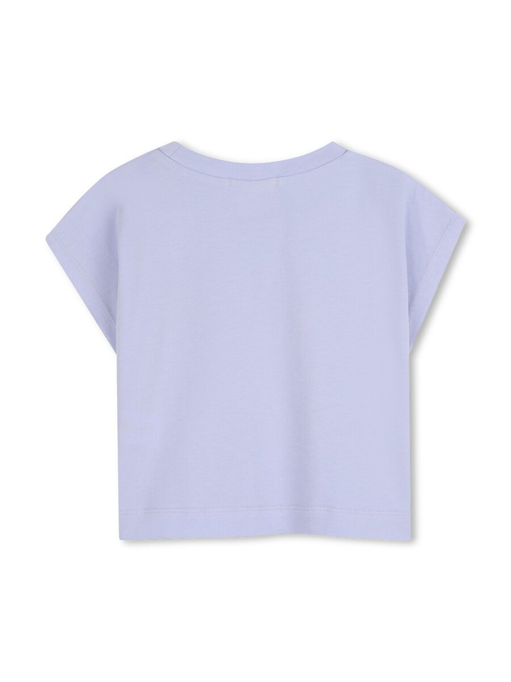 Lichtblauwe kortere T-shirt met opdruk Billieblush 