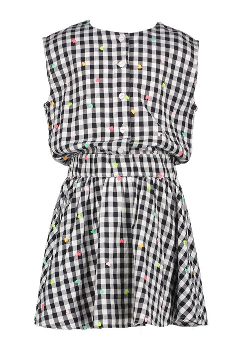 Zwart wit geruit kleedje met gekleurde hartjes Billieblush