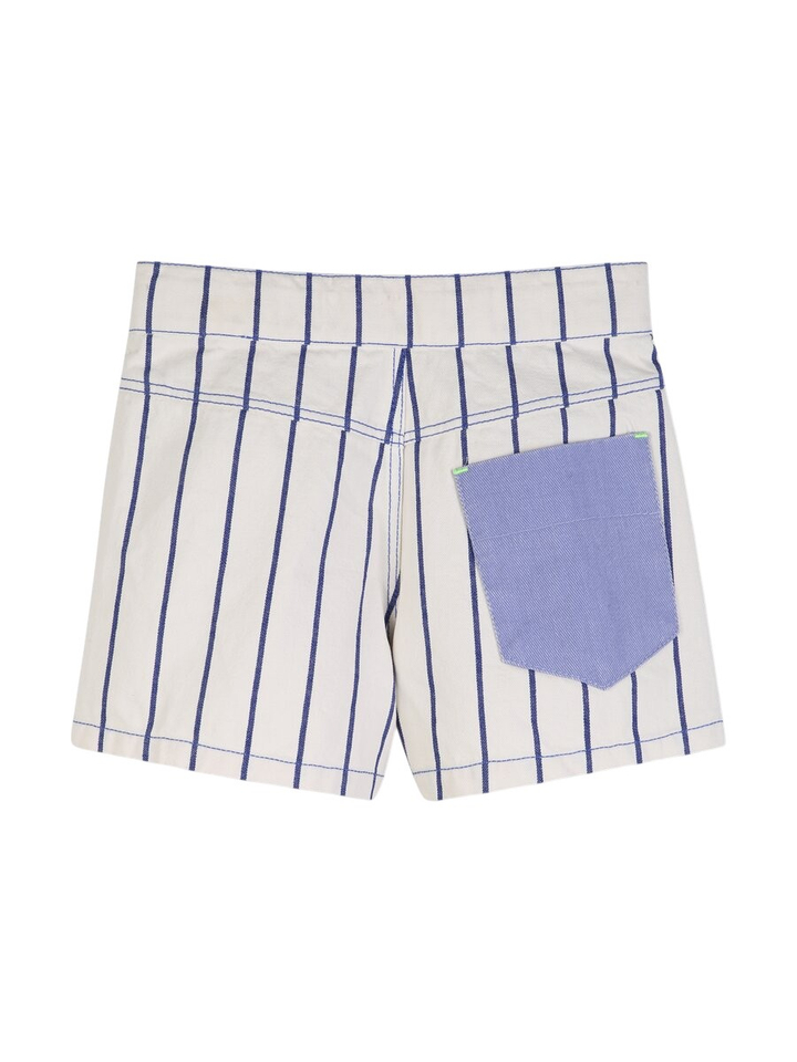 Ecru gestreepte jeans short met gekleurde zakken BillieBlush