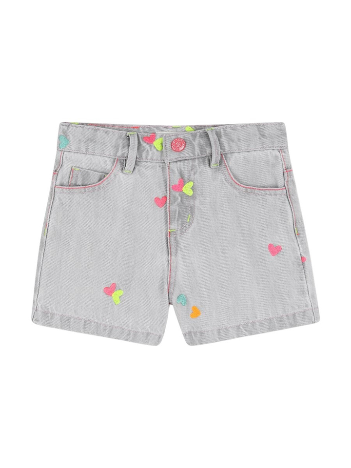 Grijze jeans short met hartjes BillieBlush