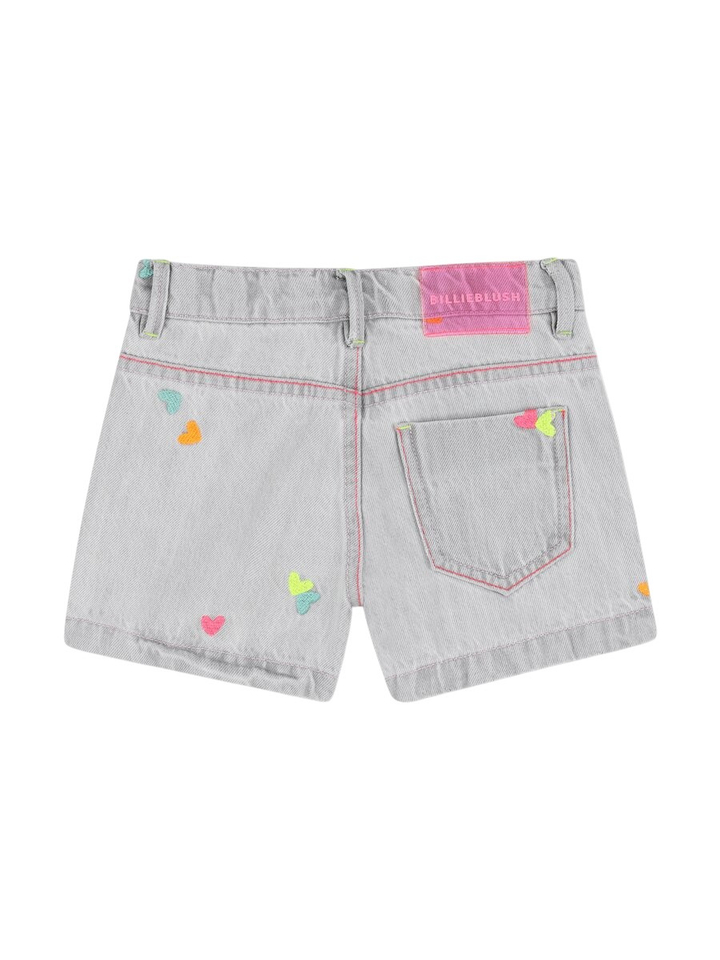 Grijze jeans short met hartjes BillieBlush