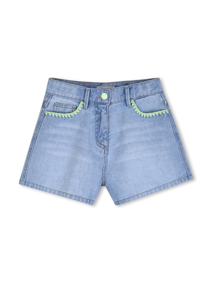 Blauwe jeans short met groen detail Billieblush