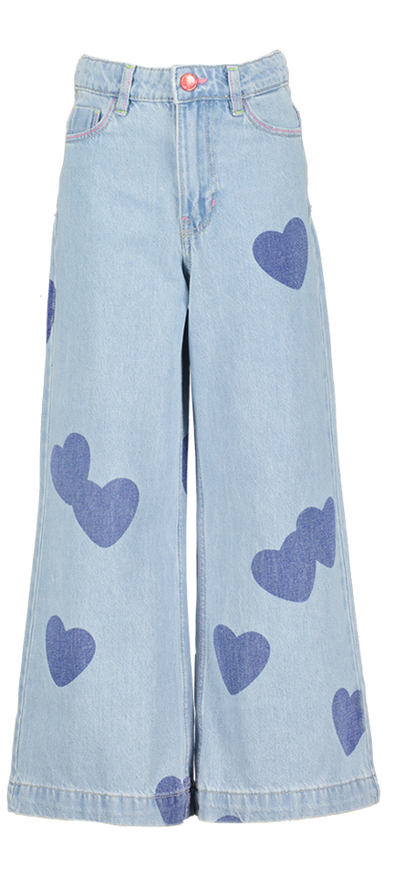 Blauwe wide leg jeans met hartjes Billieblush 