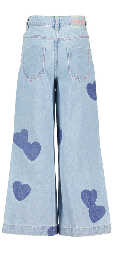 Blauwe wide leg jeans met hartjes Billieblush 