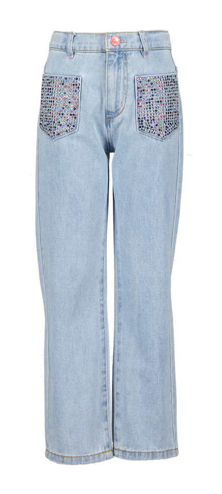 Blauwe jeans met strass op de zakken BillieBlush 