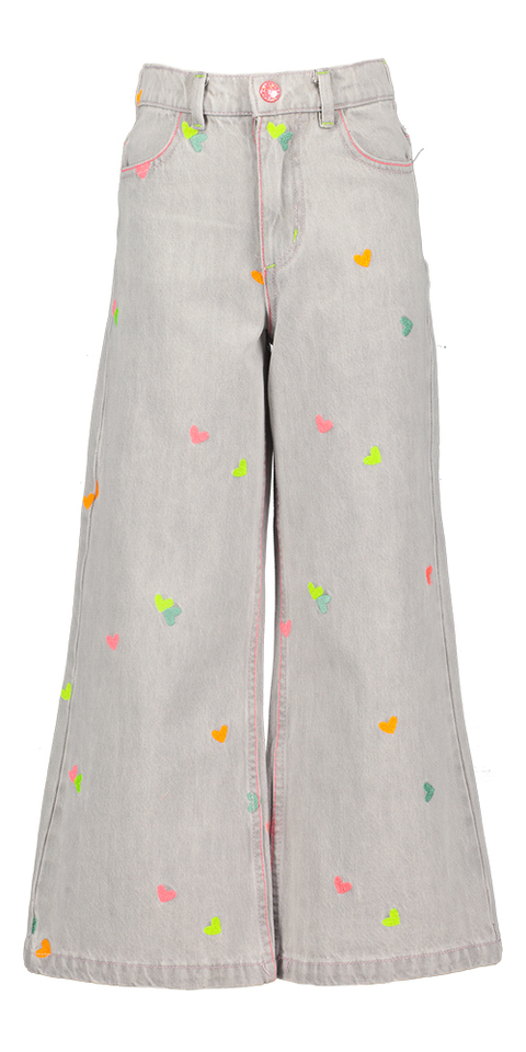 Grijze flared jeans met hartjes BillieBlush
