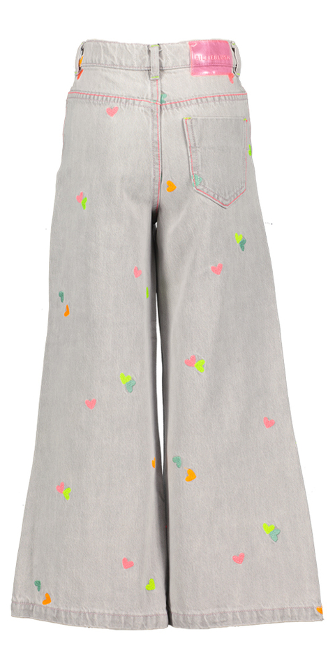 Grijze flared jeans met hartjes BillieBlush