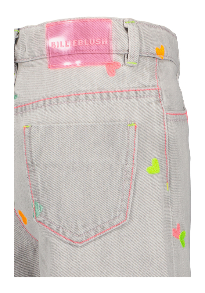 Grijze flared jeans met hartjes BillieBlush