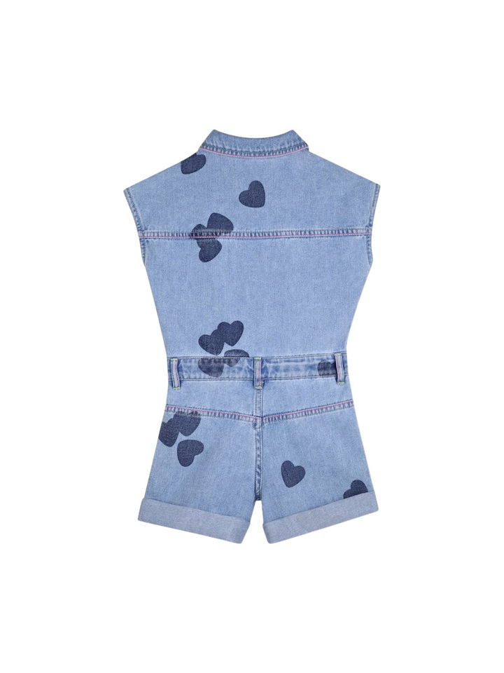 Blauwe jeans jumpsuit met hartjes print Billieblush