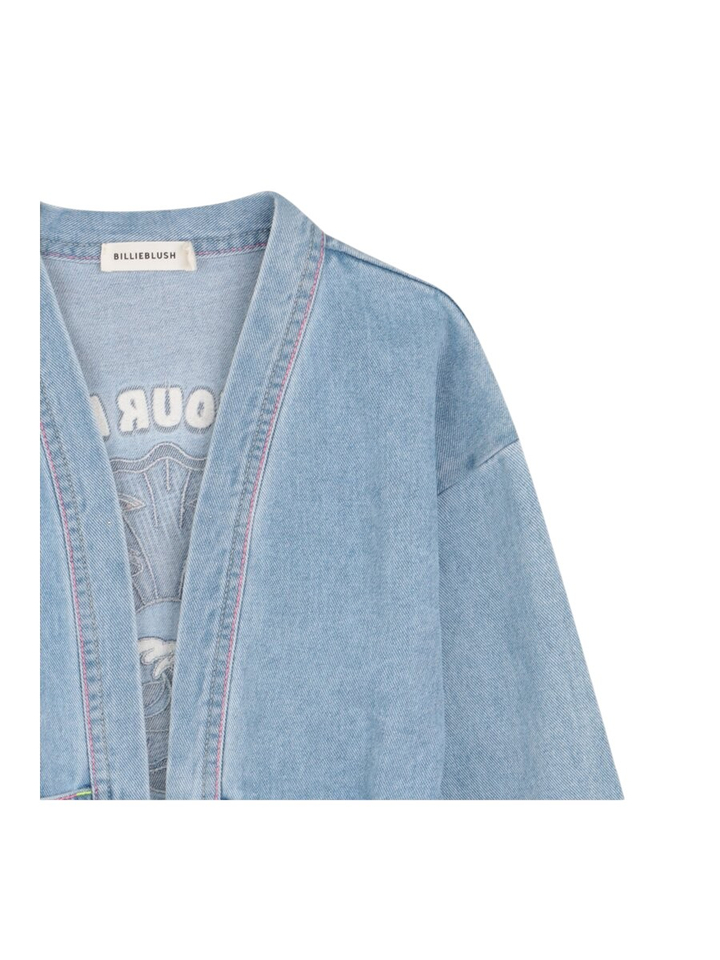 Blauwe jeans jas met print op de rug BillieBlush