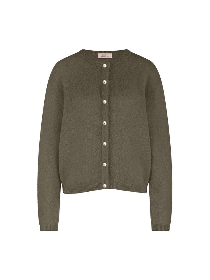 Kaki wollen gilet met knopen Bibi Studio Anneloes