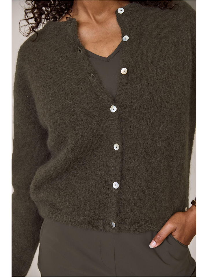 Kaki wollen gilet met knopen Bibi Studio Anneloes