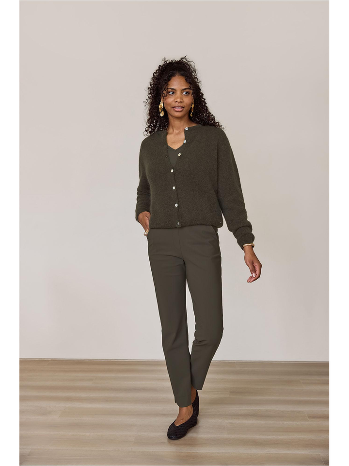 Kaki wollen gilet met knopen Bibi Studio Anneloes