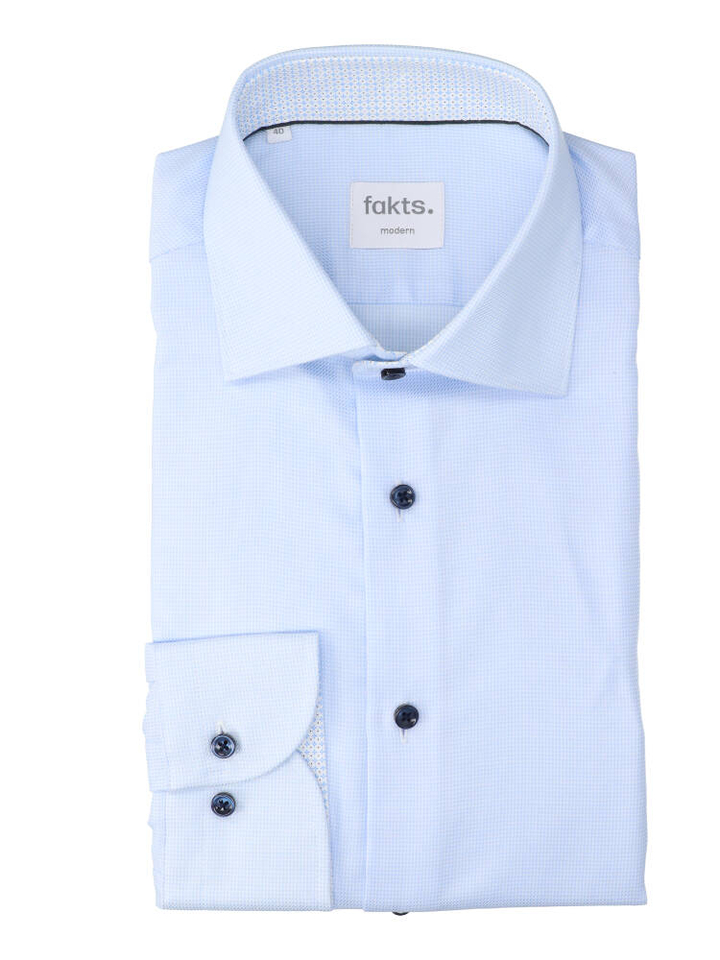 Blue ligt katoenen hemd (regular fit) met details en extra lange mouwen Fakts 