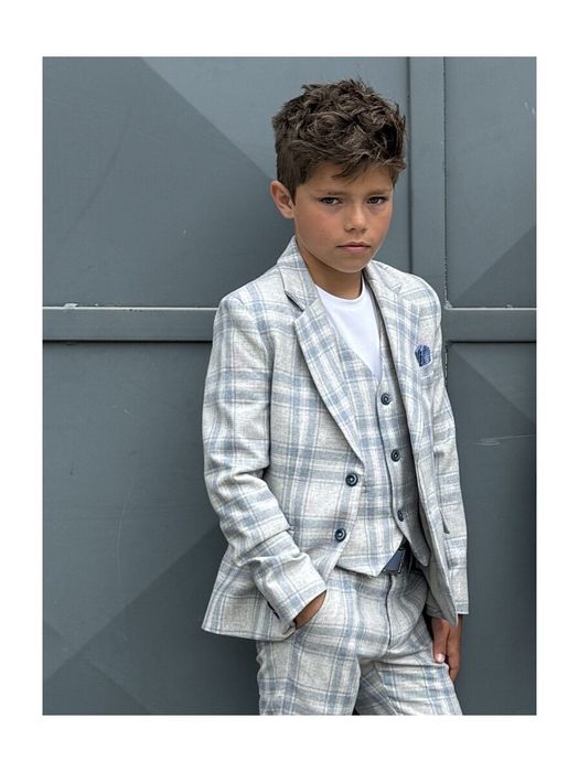 Grey check/blue blazer geruit Brandon communie D-Lux