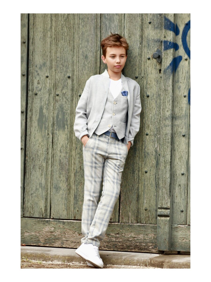 Blauwe grijze geruite broek Preston D-Lux