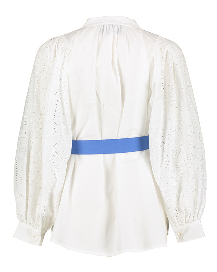 Witte oversized bloes met print structuur, broderie Claudie Mii