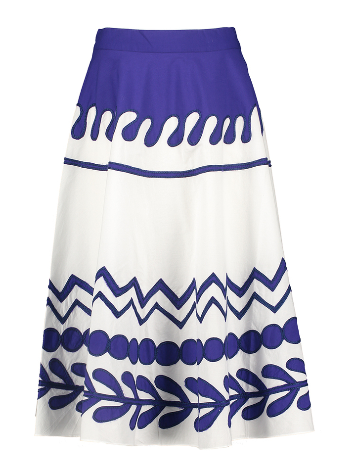 Blauwe witte lange rok met print structuur Corfou Mii