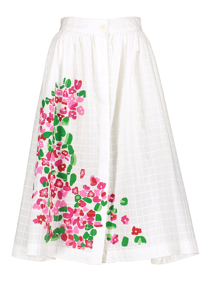 Witte lange rok met bloemen structuur Mona Mii