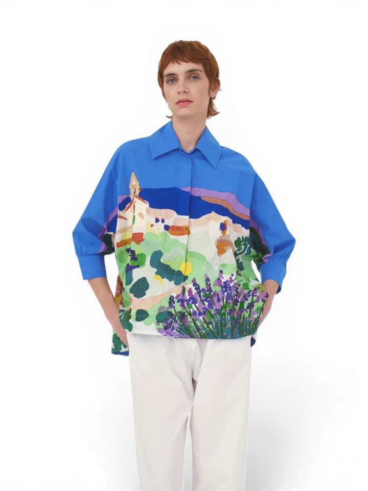 Multi-color oversized bloes print structuur Manuela Mii