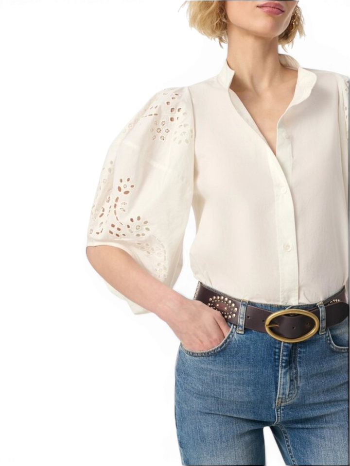 Ecru bloes met broderie detail Felice Vanessa