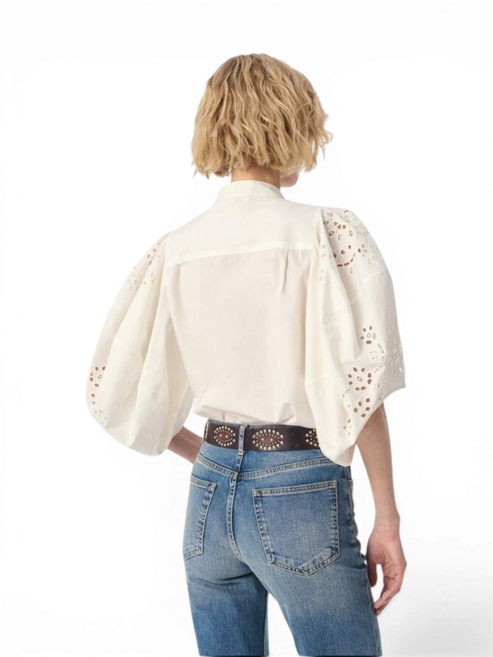 Ecru bloes met broderie detail Felice Vanessa