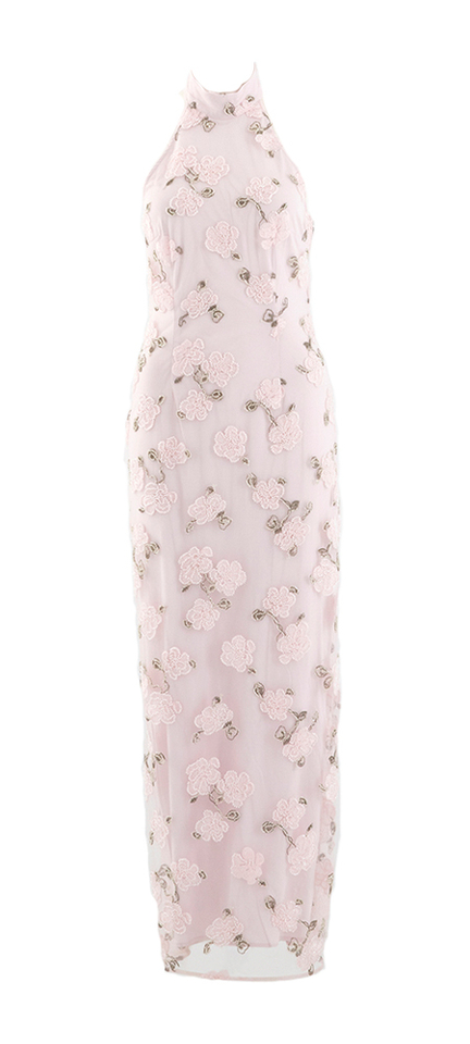 Roze kleed met bloemenprint in kraaltjes Kasia Rotate