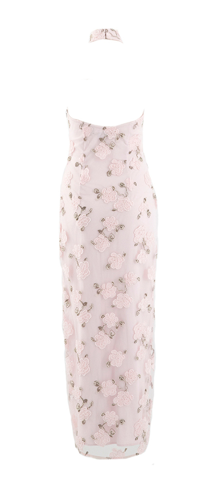 Roze kleed met bloemenprint in kraaltjes Kasia Rotate