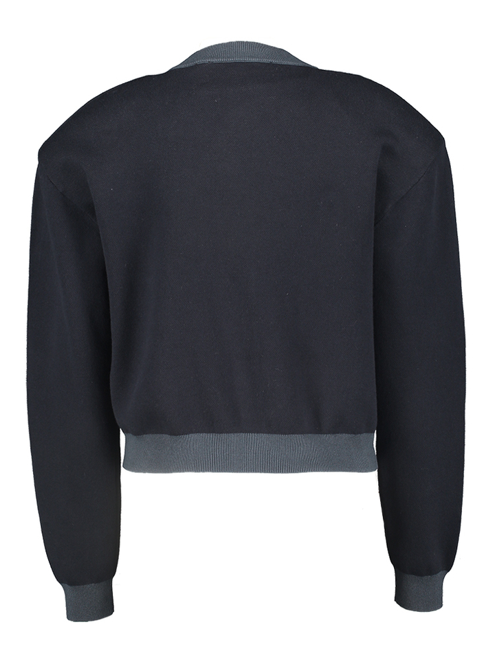 Blauwe gilet met zilveren letters Rotate