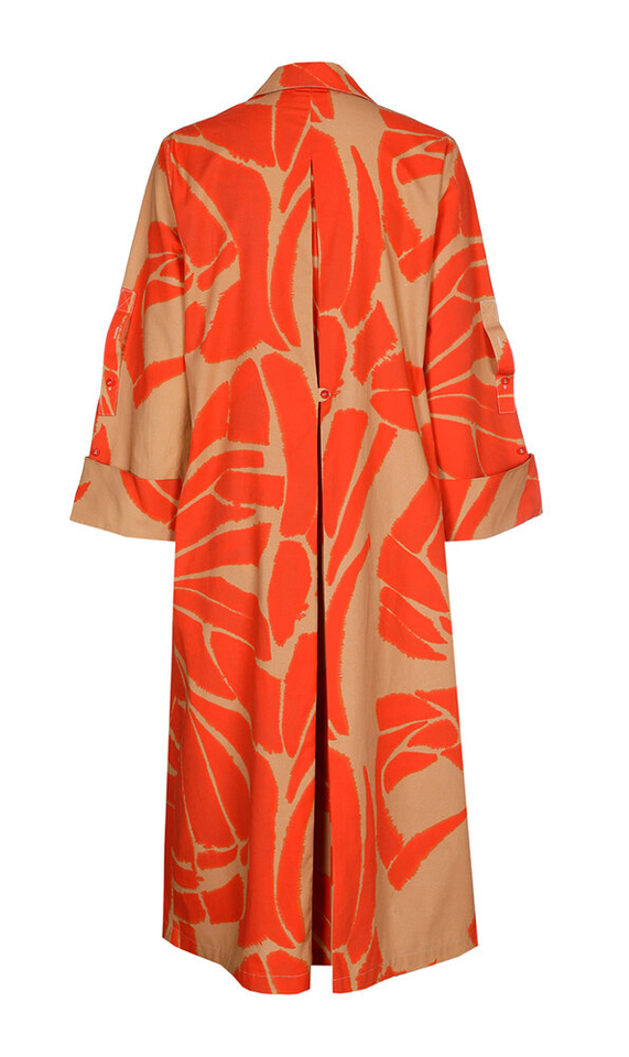 Beige katoenen jurk met oranje print Kaish Xandres