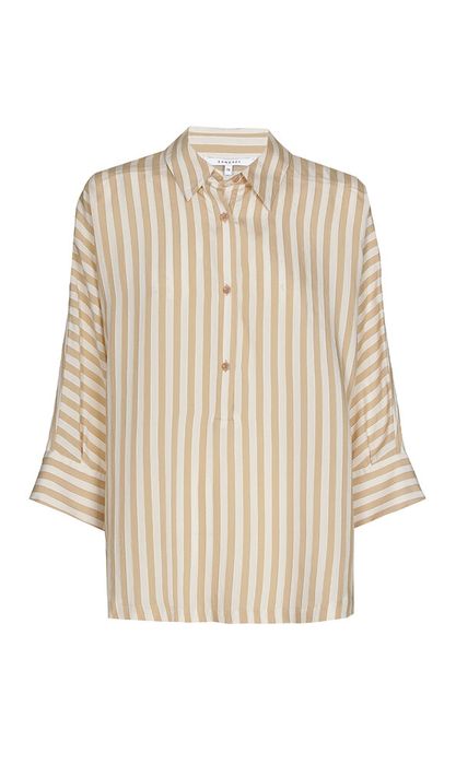 Beige, wit gestreepte bloes Hatida Xandres