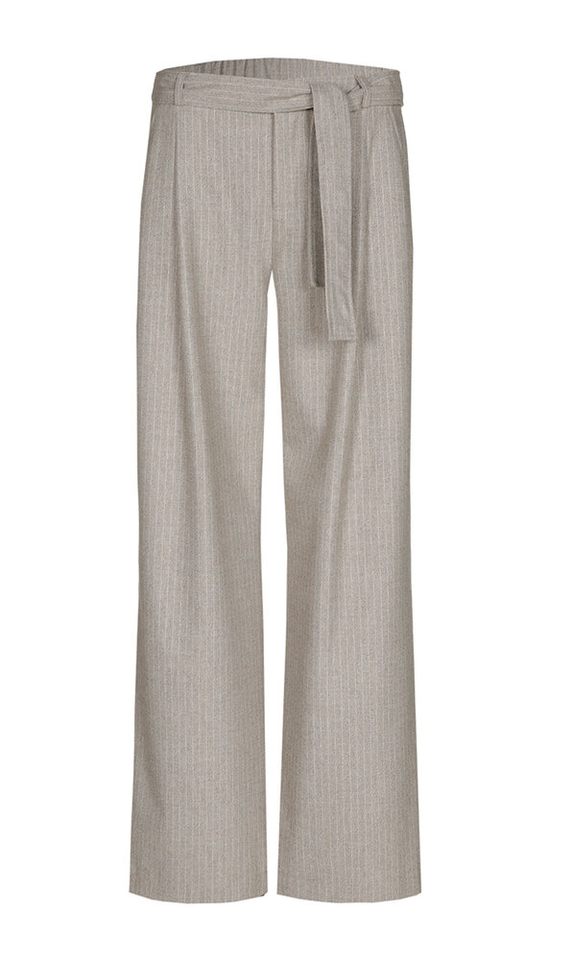 Beige broek met hoge taille en fijne krijtstreep en wol Parmis Xandres