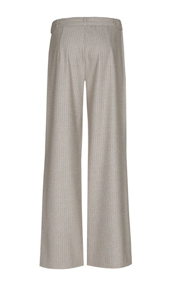 Beige broek met hoge taille en fijne krijtstreep en wol Parmis Xandres