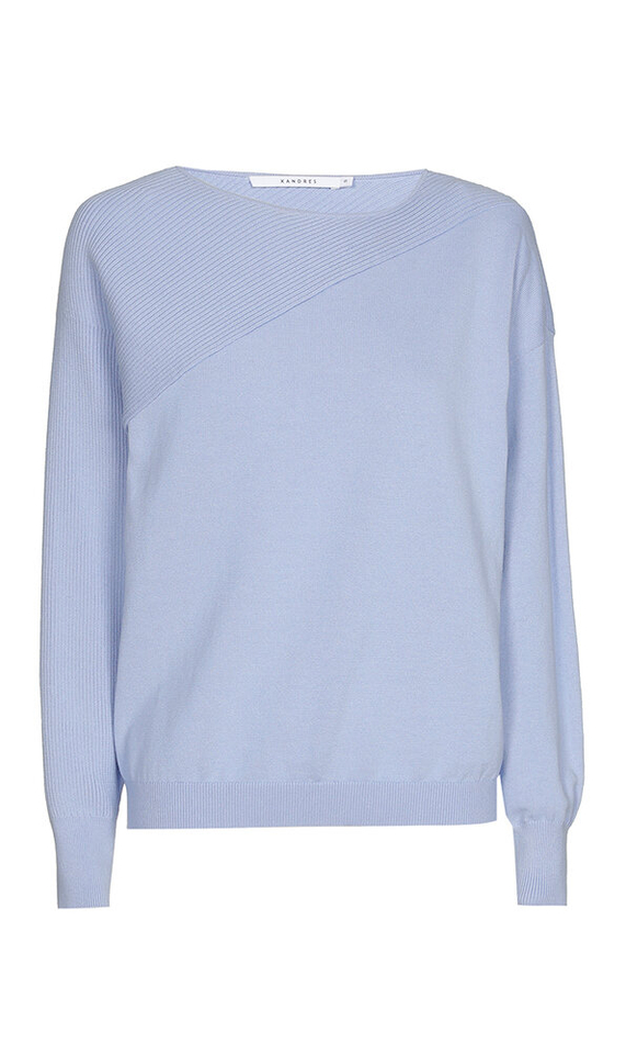 Blauwe trui met ribbel detail Anissa Xandres