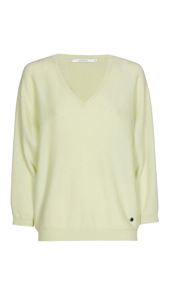 Lichtgele trui met v-hals Kobe Xandres 
