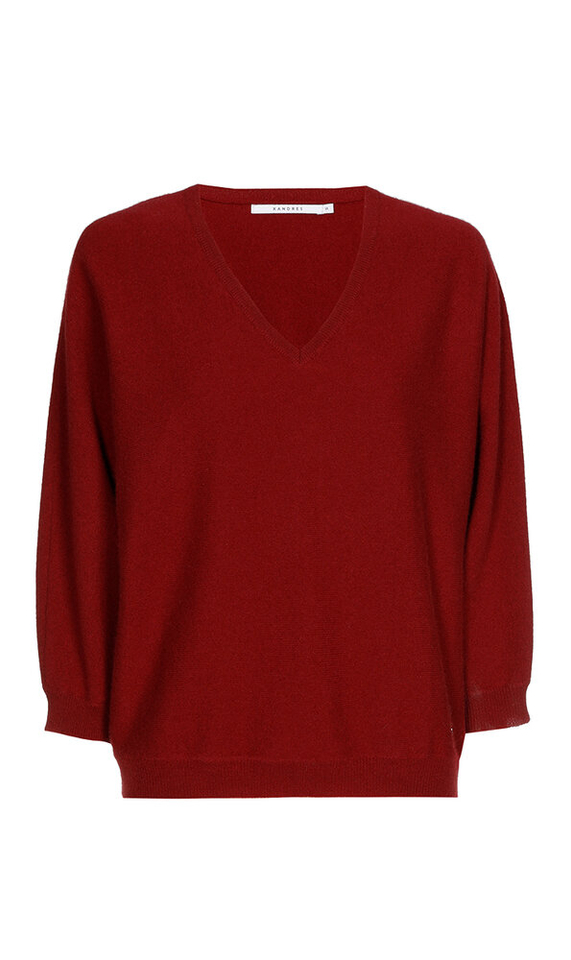 Bordeaux pull met v-hals Kobe Xandres